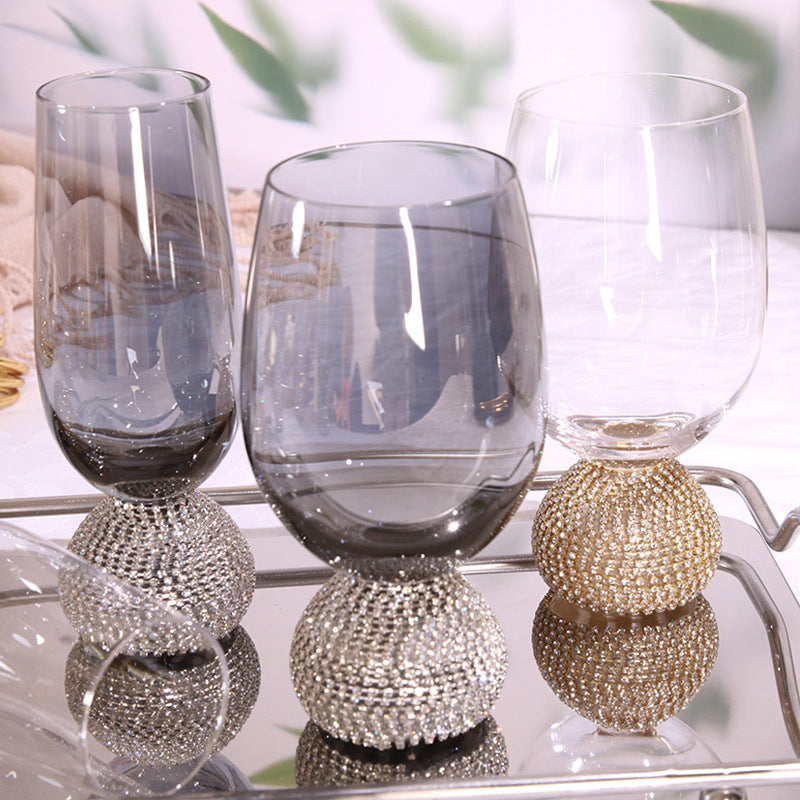 Diamond-Decorated Wine Glass - Luxury Crystal Design