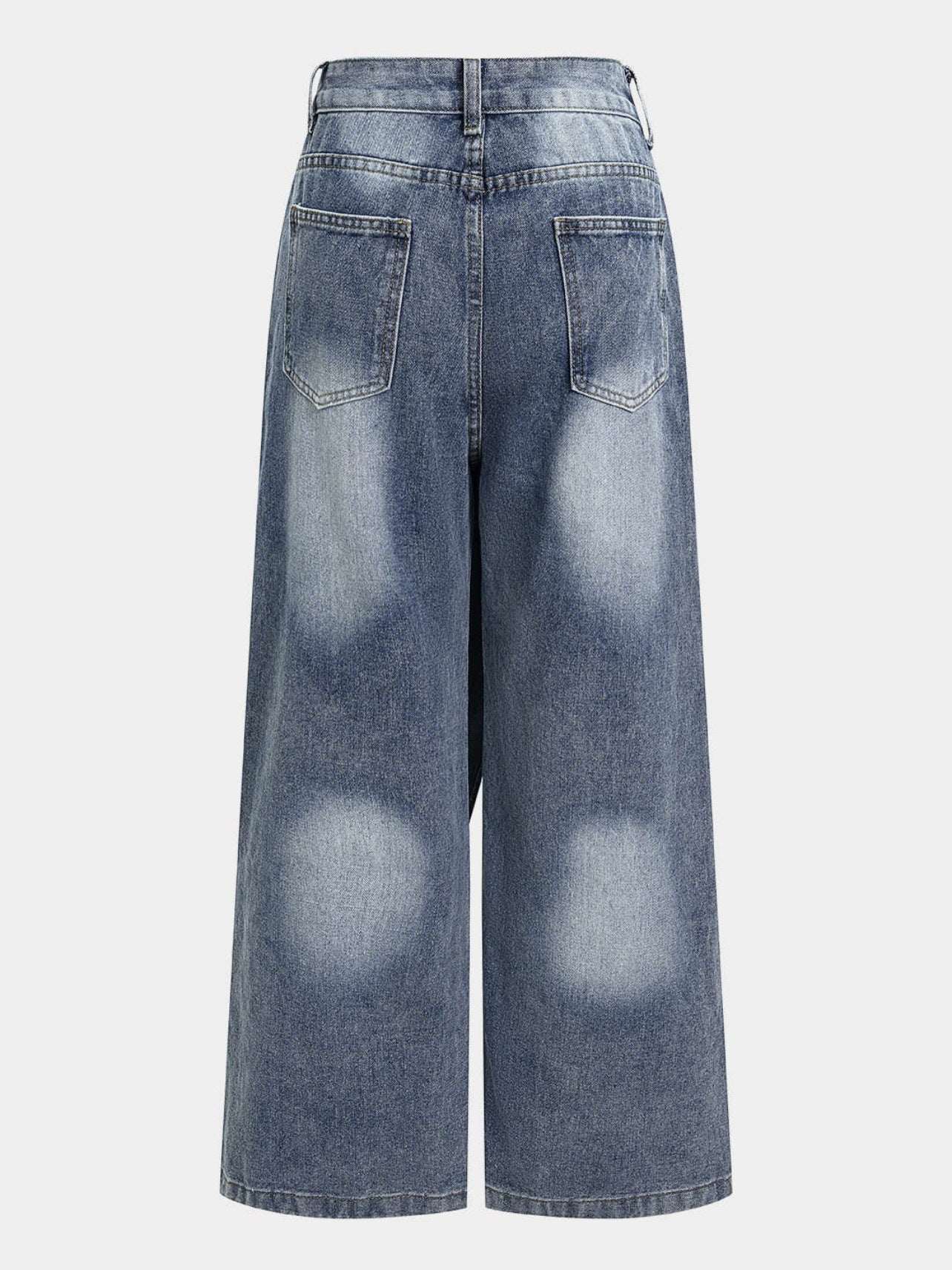 Women's Deconstructed Layered Washed Denim Jeans | Blue | S–3XL