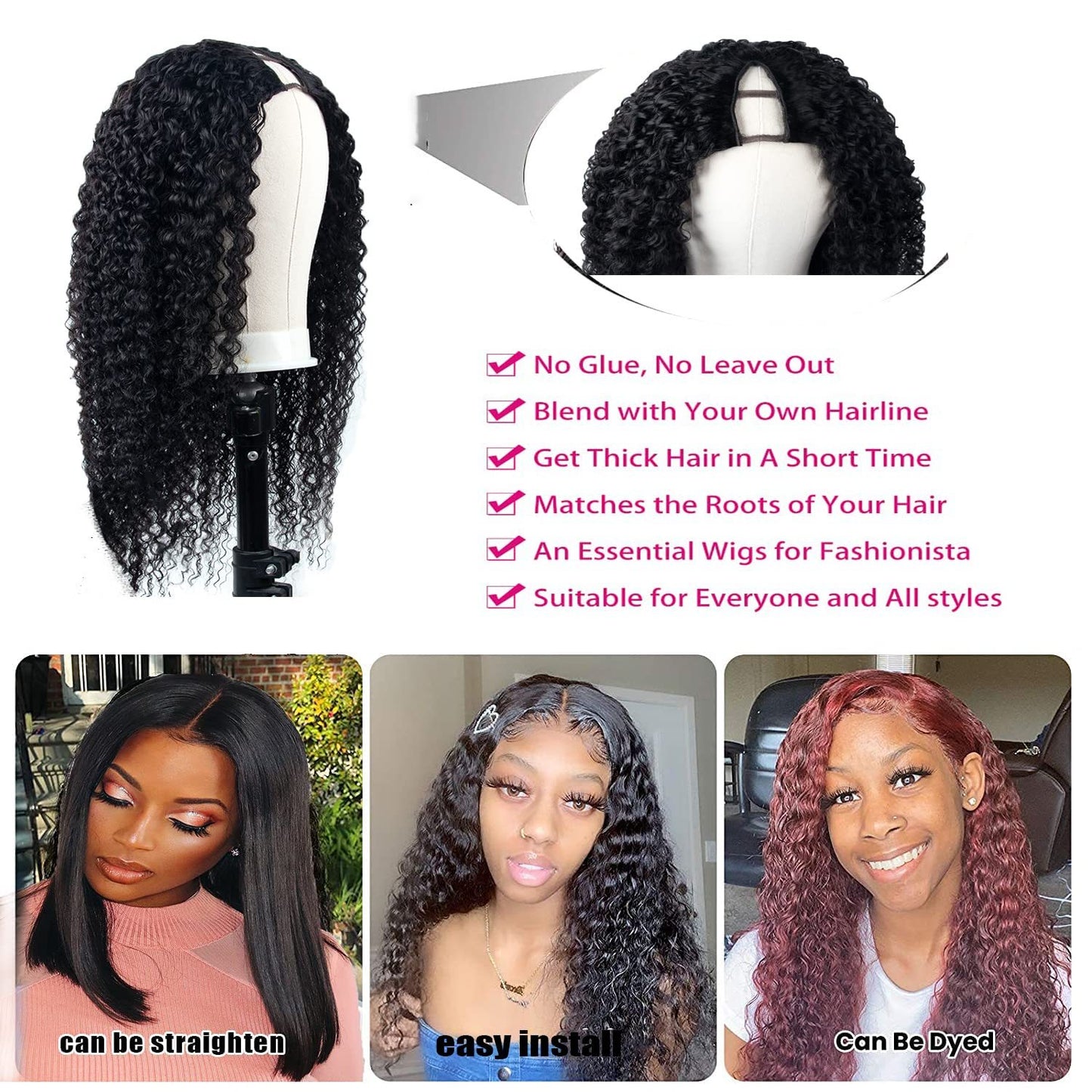 Women's Full Mechanism Human Hair Wig - Various Colors Multiple Lengths 10-30 Inch