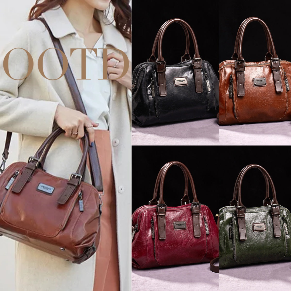 Genuine Leather Crossbody Bag - Women's Shoulder Tote Handbag
