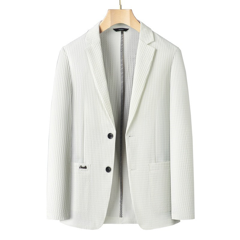 Men's Seamless Lightweight Breathable Casual Suit Top - Diamond White Multiple Sizes