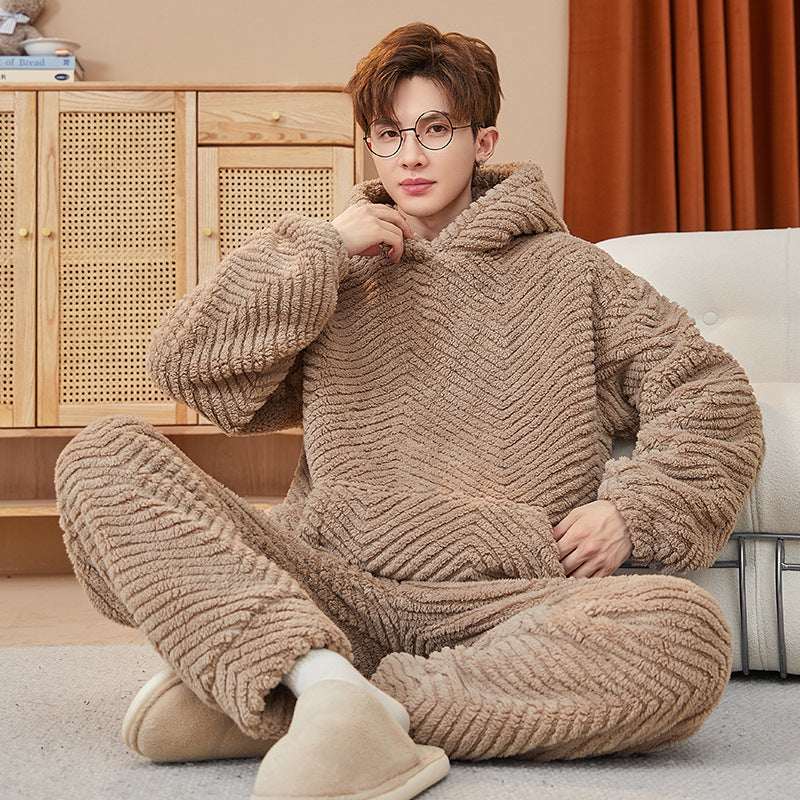 Men's Coral Fleece Loungewear Set - Indoor/Outdoor