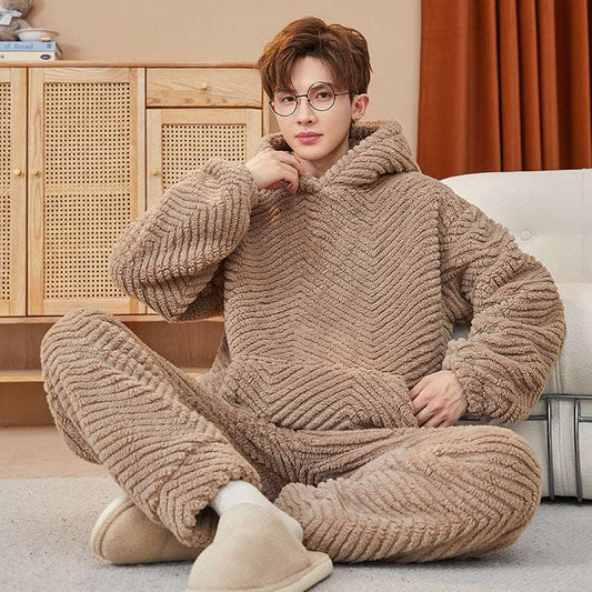 Men's Coral Fleece Loungewear Set - Indoor/Outdoor