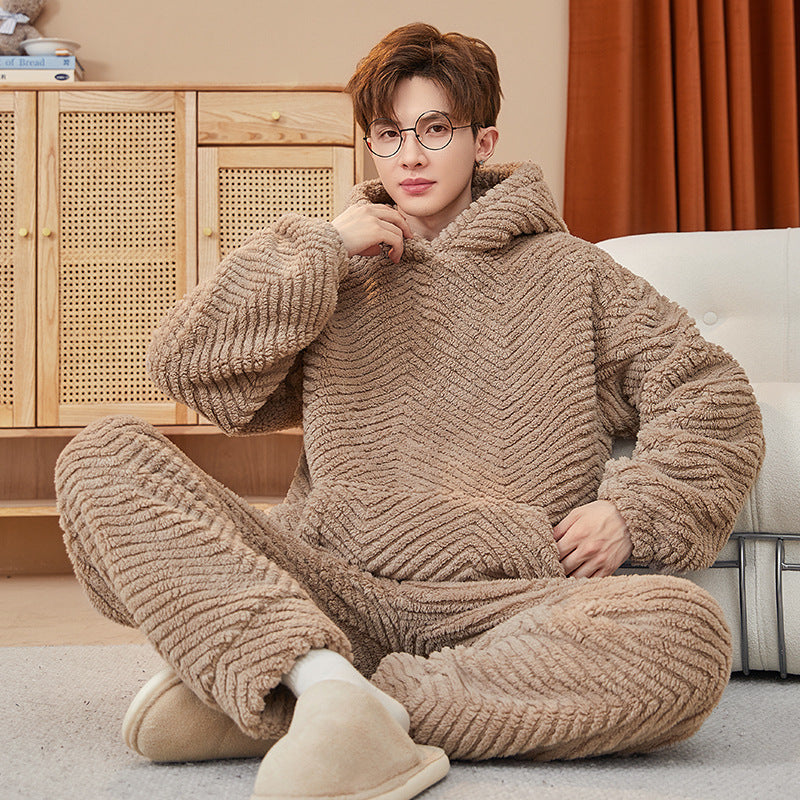 Men's Coral Fleece Loungewear Set - Indoor/Outdoor