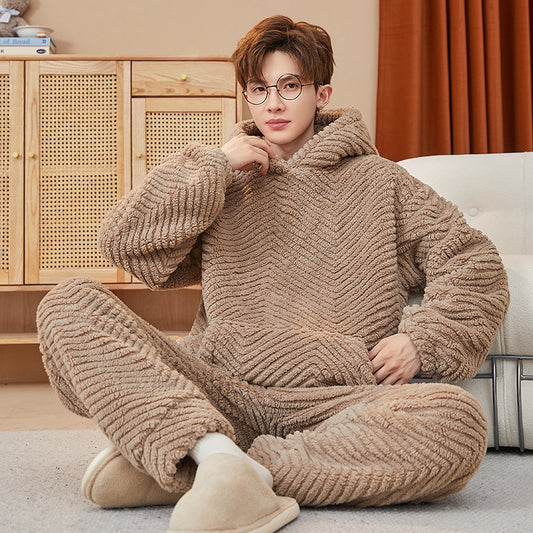 Men's Coral Fleece Loungewear Set - Indoor/Outdoor