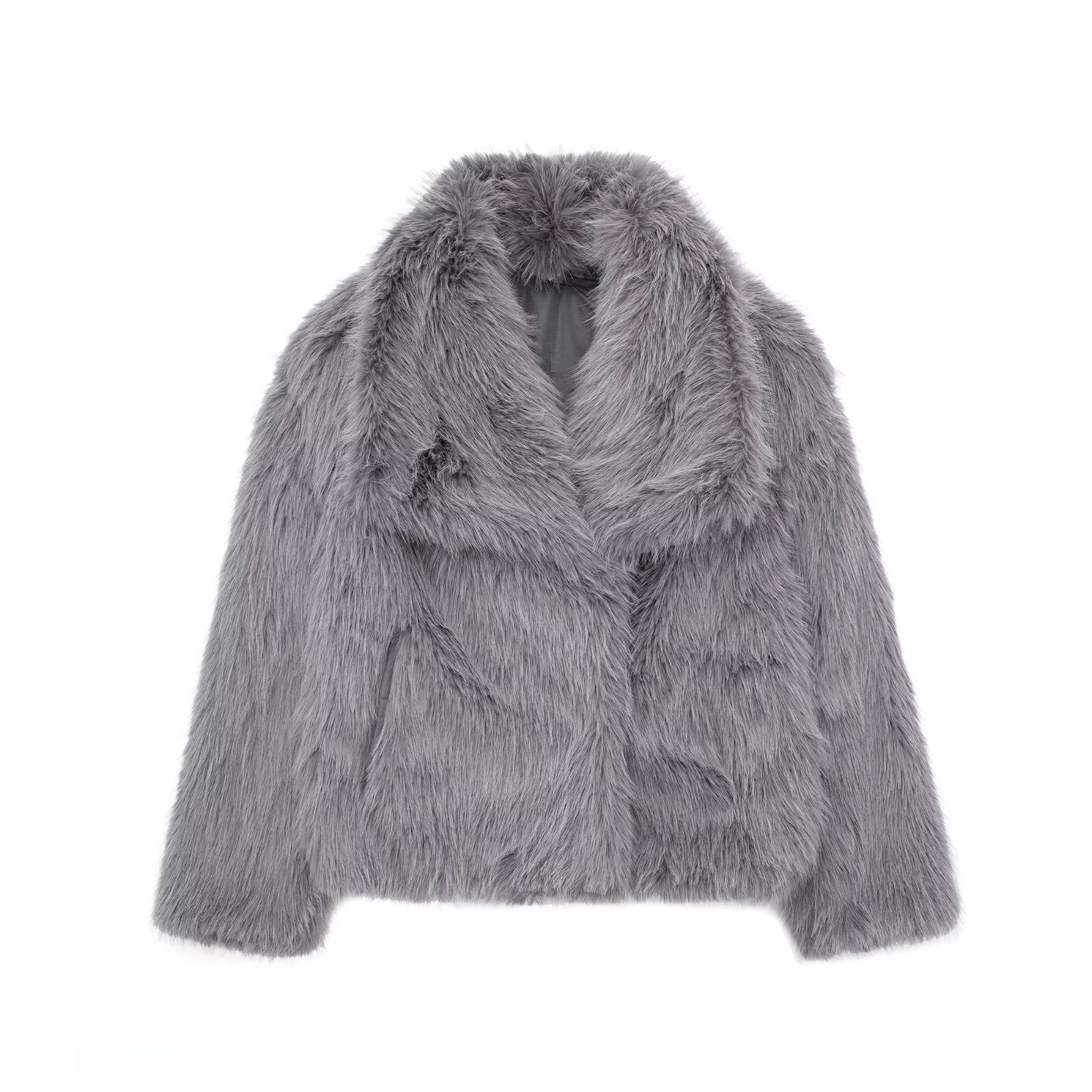 Gray fluffy jacket on a white background