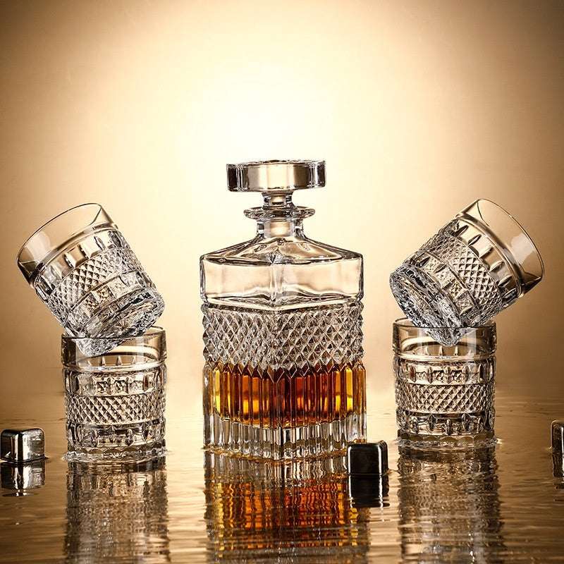 Crystal Wine Glass & Bottle Set - Premium Glassware