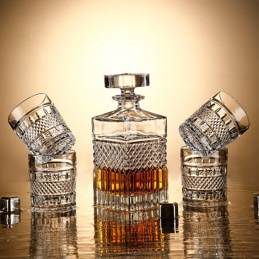 Crystal Wine Glass & Bottle Set - Premium Glassware