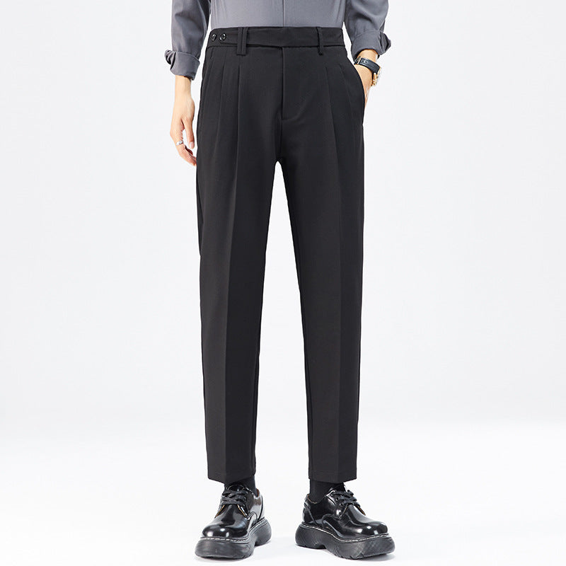 Men's Korean-Style Button-Waist Straight-Leg Trousers | 4 Colours | W28–W38