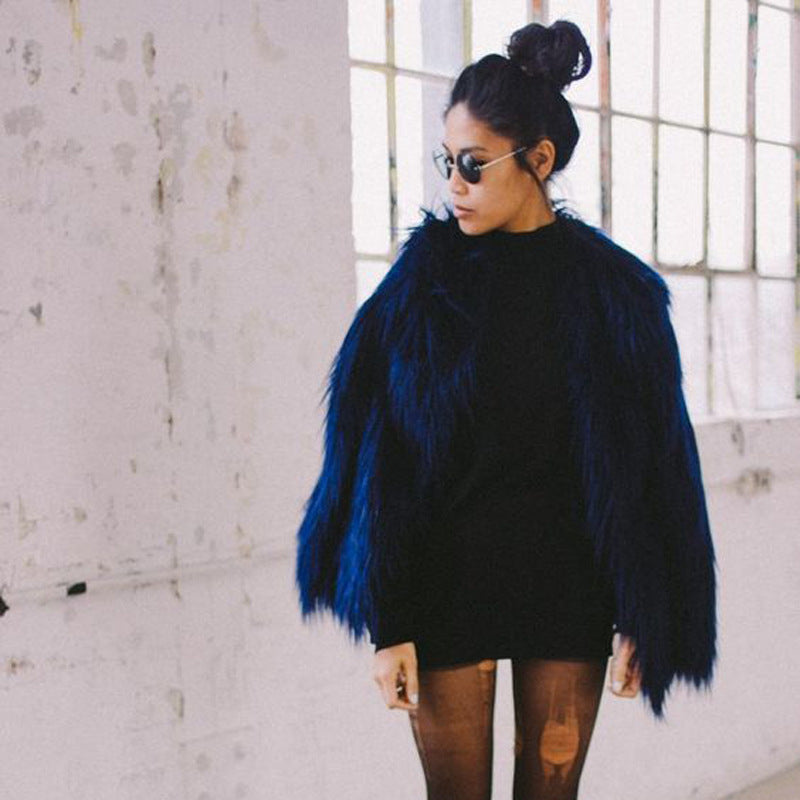Women's Short Long Sleeve Plus Size Fur Coat - Adult Winter Outerwear