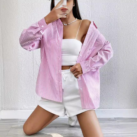 Cardigan Top Loose Casual Long Sleeves Shirt For Women