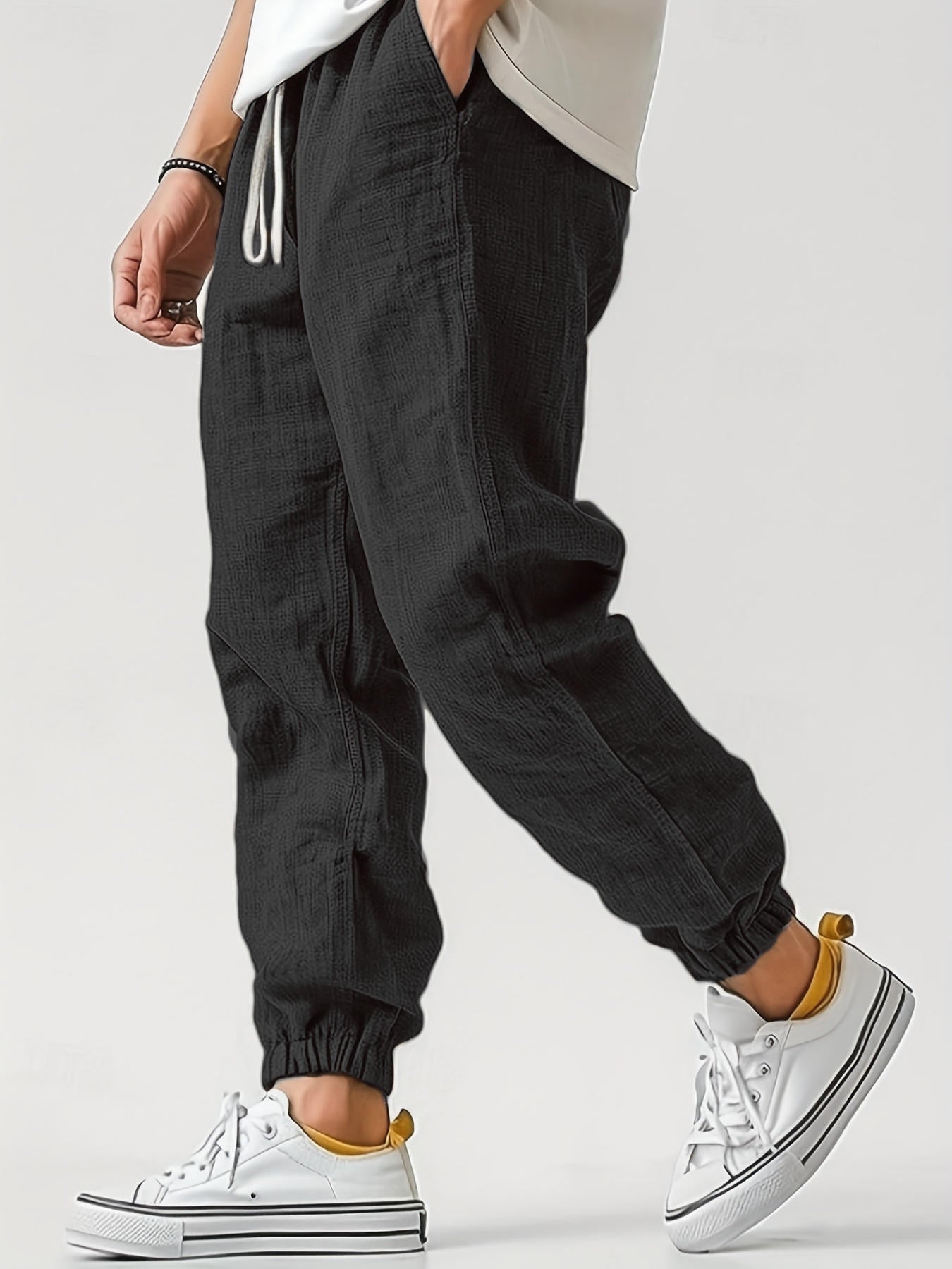 Men's Outdoor Sports Pants - Adult Slim-Fitting Ankle-Tied Athletic Pants