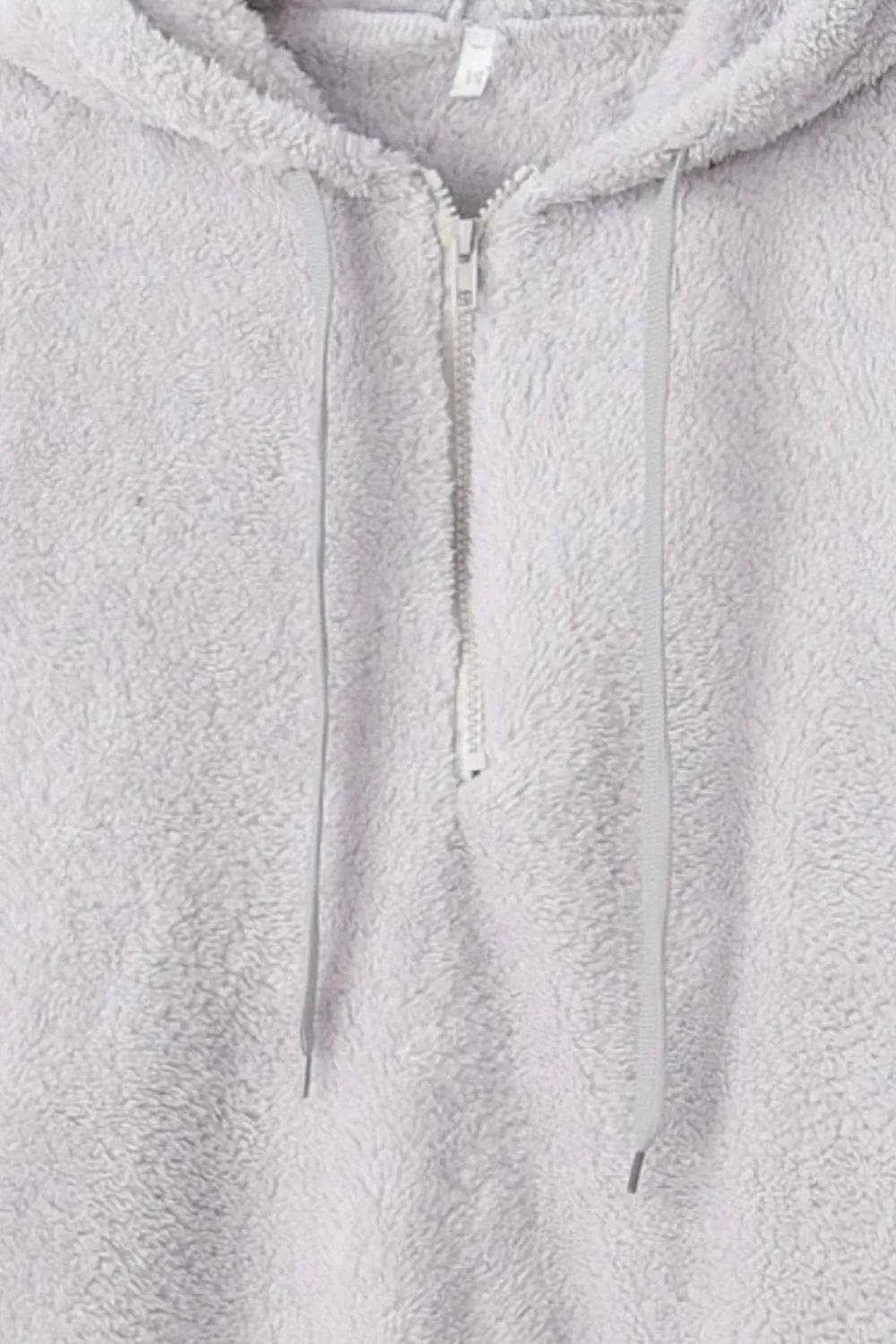 Full Size Quarter-Zip Drawstring Teddy Hoodie - Millivan supplies 