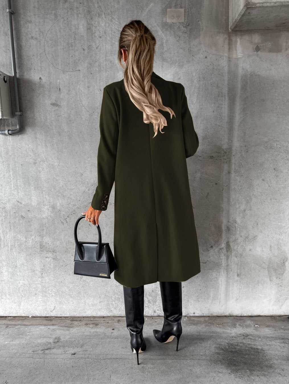 Women's Long Sleeve Lapel Coat - Adult Winter Fashion Double Breasted Slim Jacket