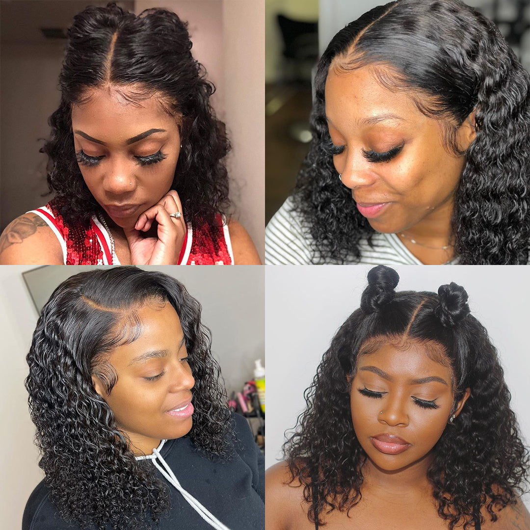 Sunper Queen Short Bob Wig - Jerry Curly Human Hair Wigs for Women