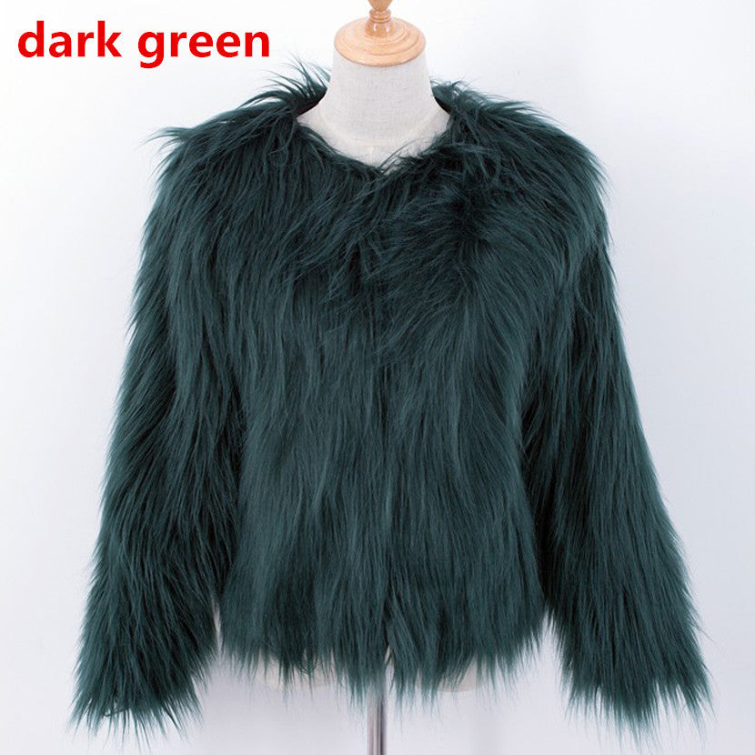Women's Short Long Sleeve Plus Size Fur Coat - Adult Winter Outerwear