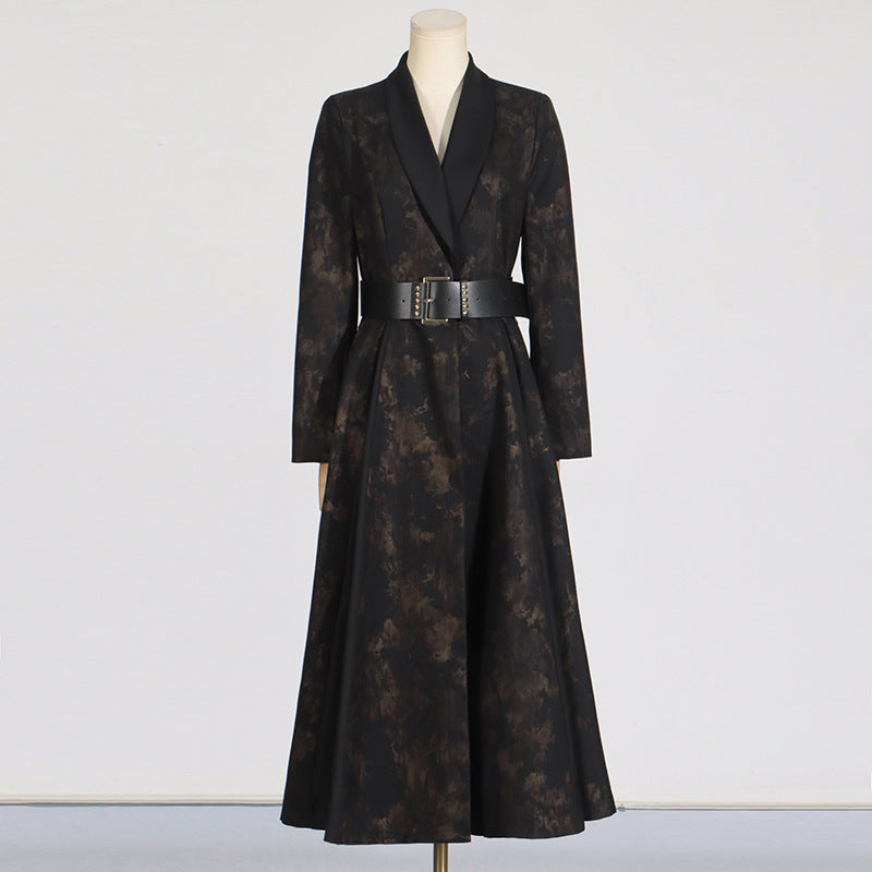 Women's Textured Leather-Look V-Neck Slim-Fit Trench Coat With Belt | Black & Khaki | S–XL