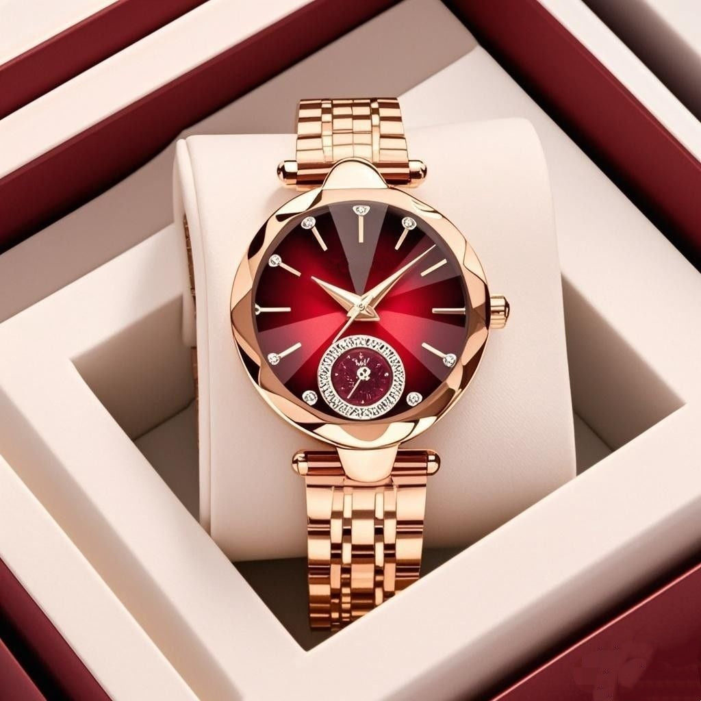 Women's Casual Diamond Quartz Watch - Simple Elegance