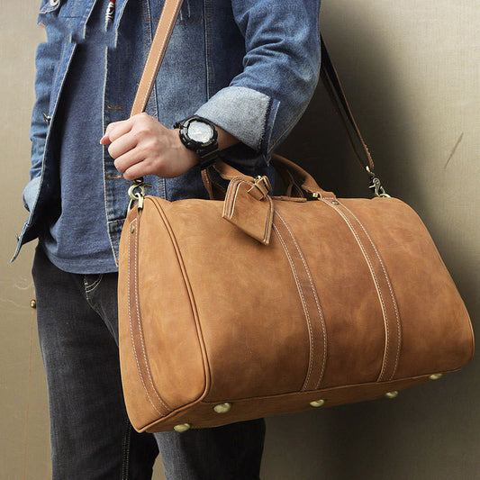 Vintage Distressed Cowhide Leather Duffle Bag