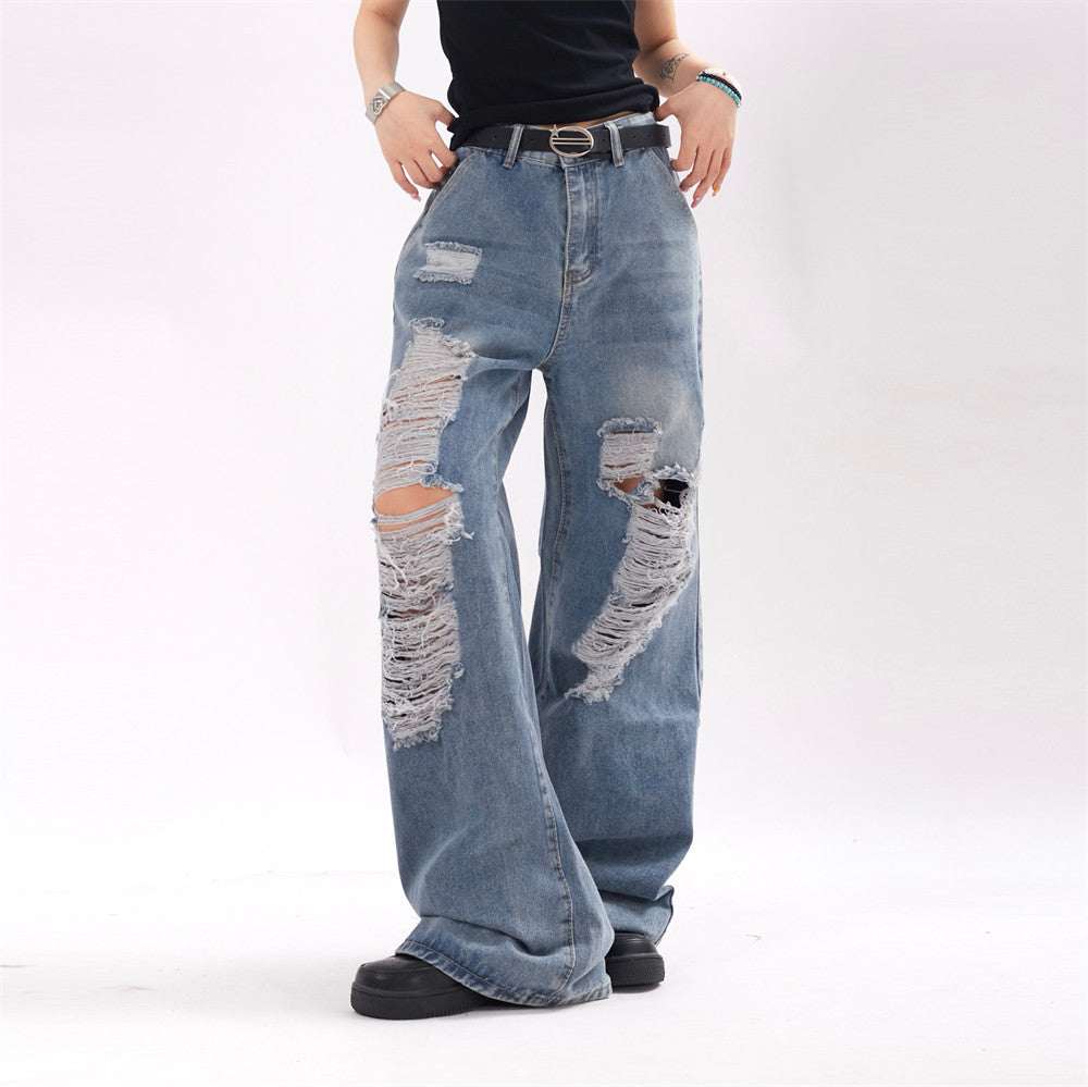 Ripped Denim Trousers | Black & Blue | M–XL