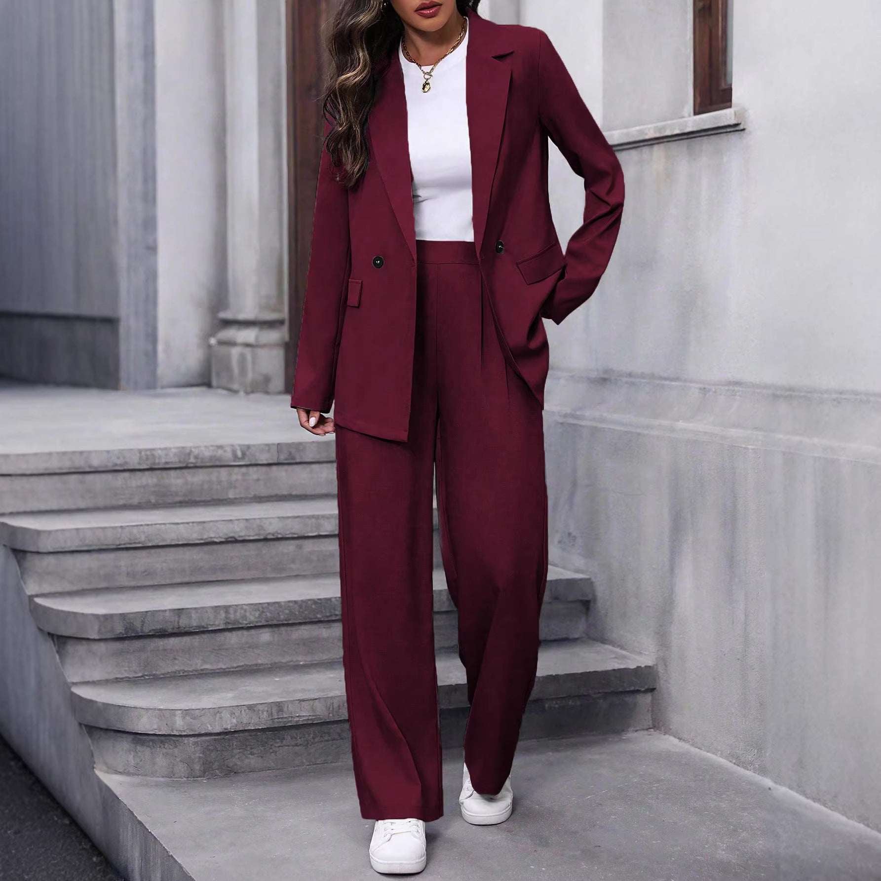 Women's Long-Sleeve Blazer & Trousers Suit Set | 10 Colours | S–XL
