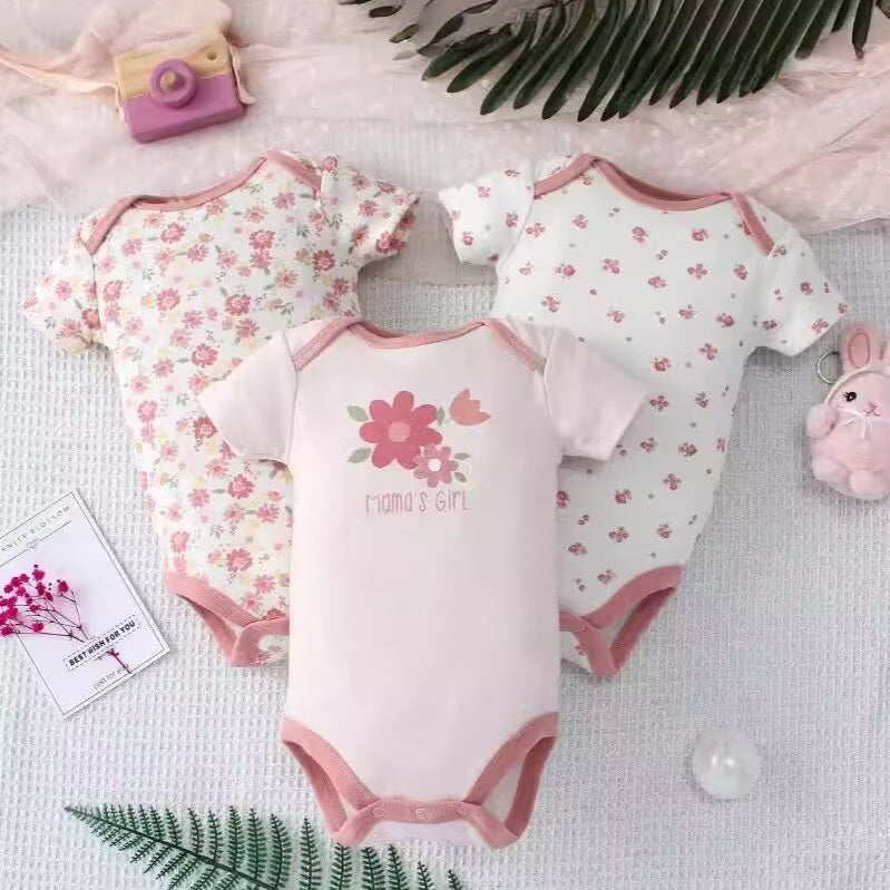 Baby Jumpsuit Fashion Three-Piece Set - Blue Giraffe Design