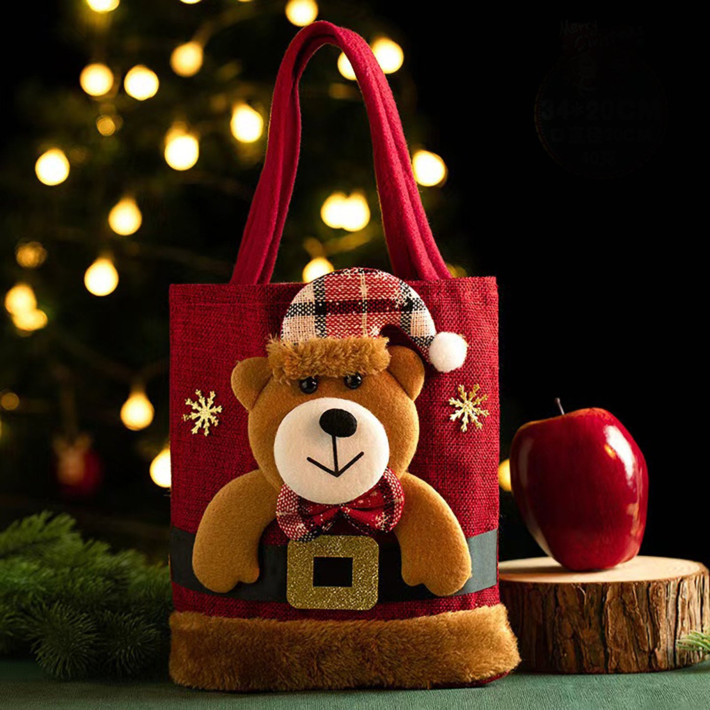 Christmas Plush Tote Bag - Distressed Finish