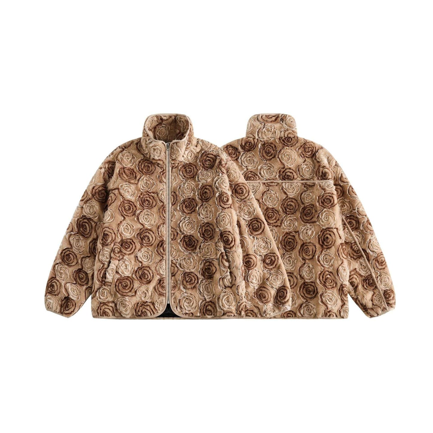 Women's Retro Loose Sherpa-Texture Padded Mid-Length Winter Coat | Coffee | M–2XL