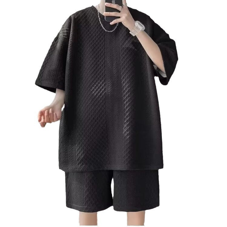 Men's Summer Diamond Lattice Leisure Sports Suit