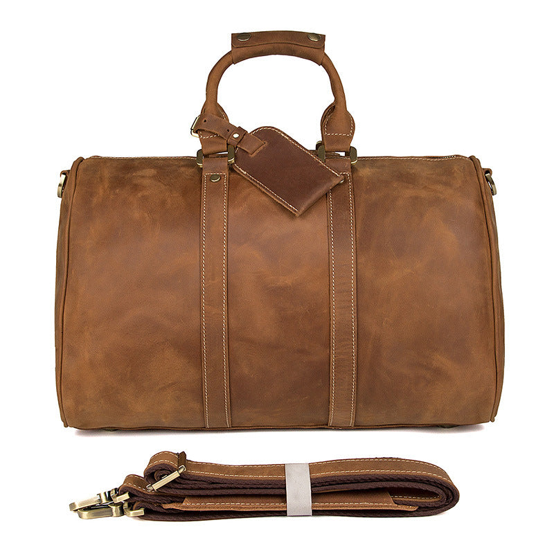 Vintage Distressed Cowhide Leather Duffle Bag