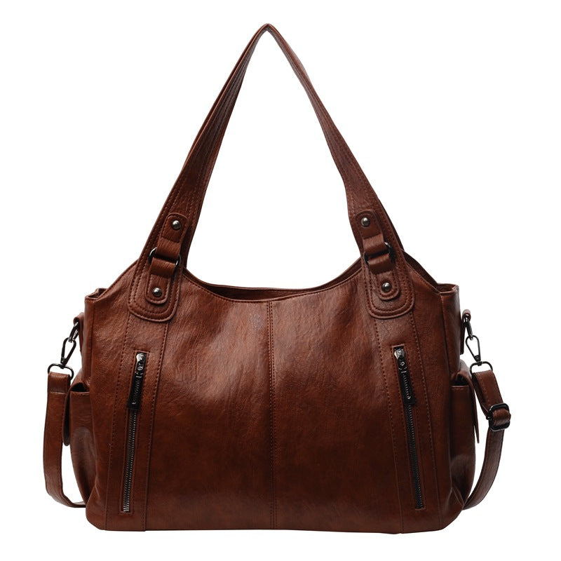 Couture Retro Stitch PU Leather Shoulder Bag