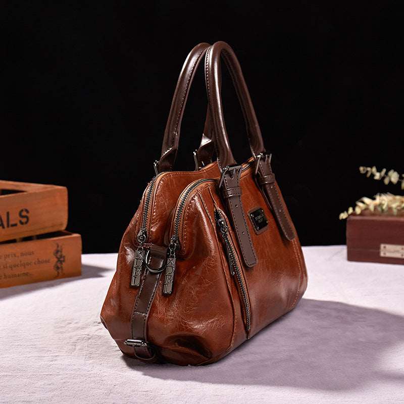 Genuine Leather Crossbody Bag - Women's Shoulder Tote Handbag