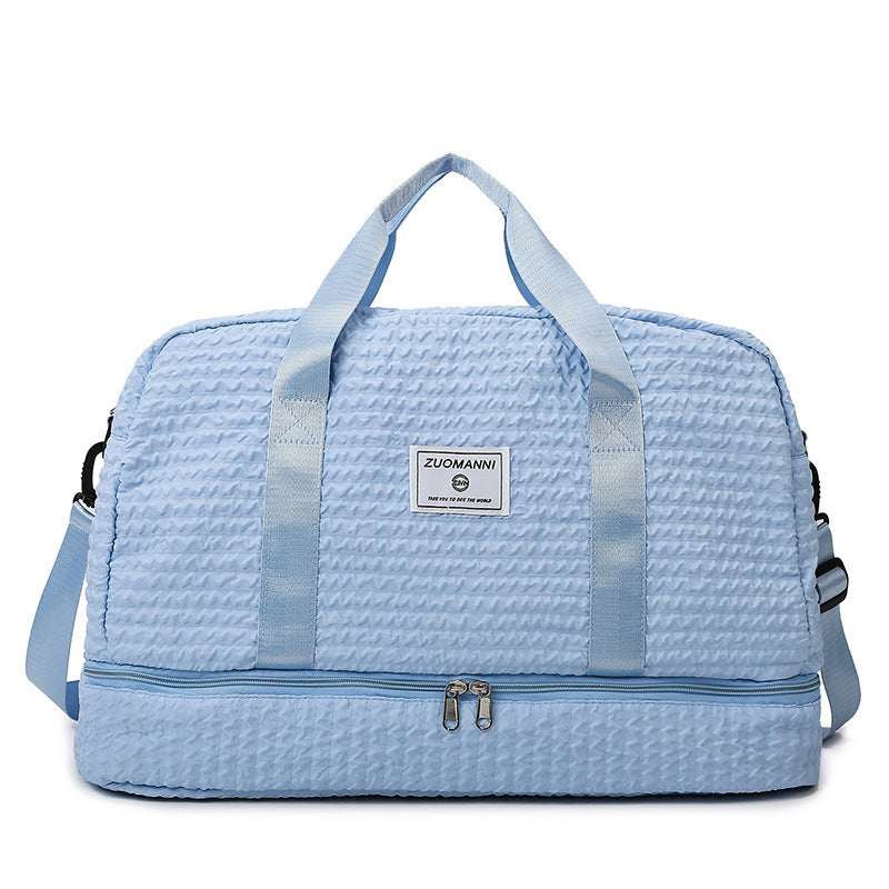 Ruched Travel Duffle Bag - Women's Gym Weekender with Wet/Dry Compartment