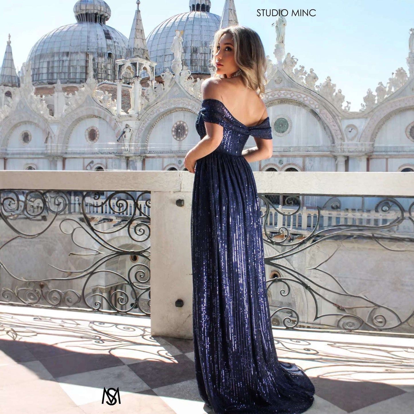 Women's Sequin Spaghetti-Strap High-Waist Slit Maxi Dress | Blue, Champagne & Pink | S–XL