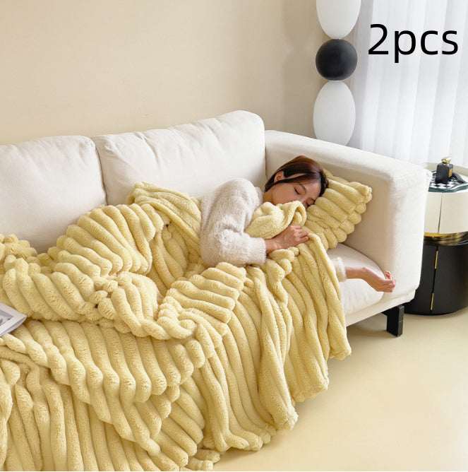 Luxury Double-Sided Velvet Blanket - Ultra Soft Rabbit Fur Throw