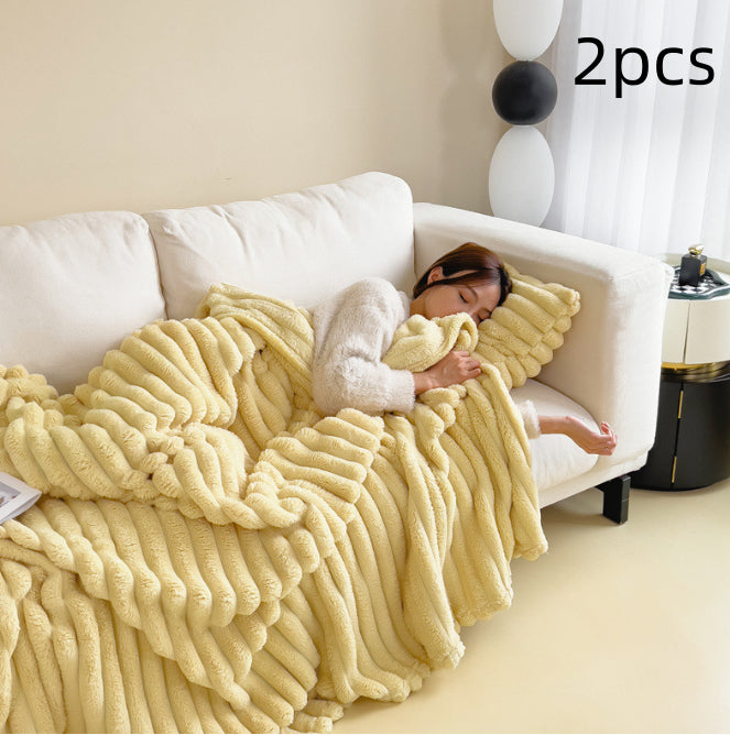 Luxury Double-Sided Velvet Blanket - Ultra Soft Rabbit Fur Throw