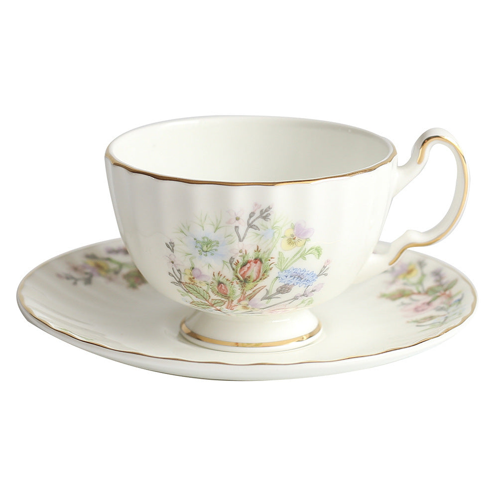 High-end British Afternoon Set European-style Dessert Double Fruit Plate Coffee Cup Saucer Black Tea - Bone China