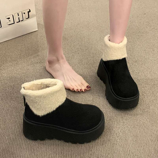 Women's Fleece-Lined Vintage Snow Boots - Warm Cotton Winter Boots