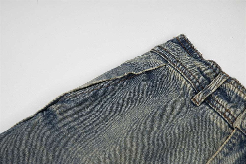 Women's Striped Straight-Leg Denim Trousers | Blue | M–XL