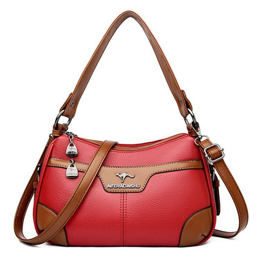 Le Contraste — Woven PU Colour-Block Shoulder Bag