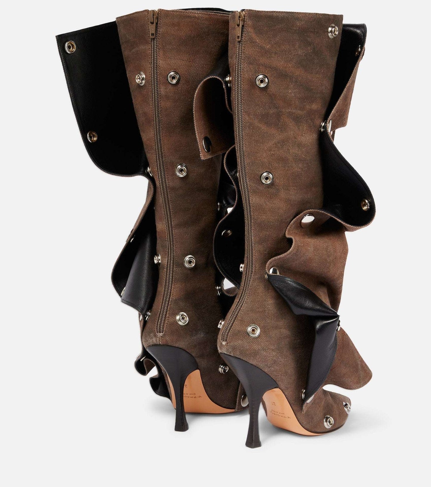 Women's Denim Stitching Knee-Length Boots – Two-Way Pile Casual Fashion Boots