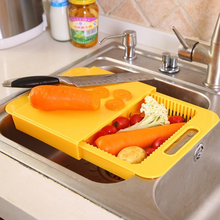 Multifunction Kitchen Chopping Blocks Sinks Drain Basket Cutting Board - PP TPE Design