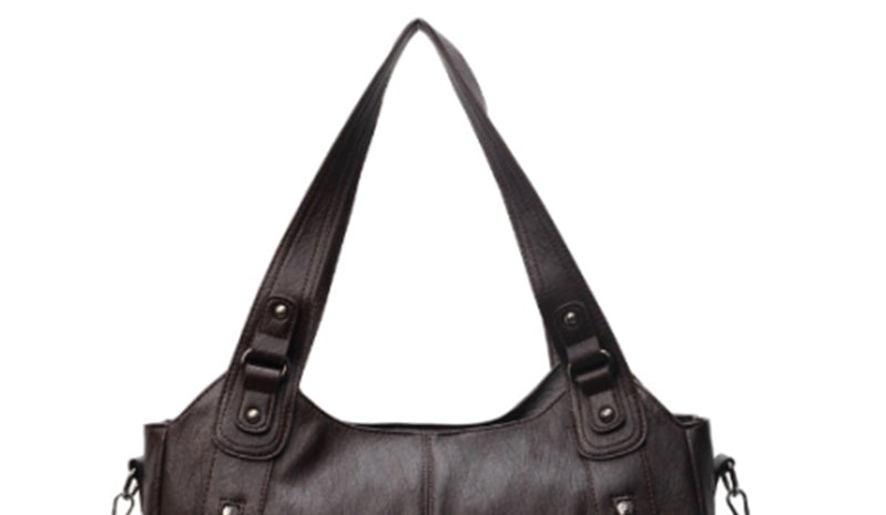 Couture Retro Stitch PU Leather Shoulder Bag