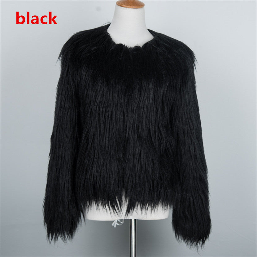Women's Short Long Sleeve Plus Size Fur Coat - Adult Winter Outerwear