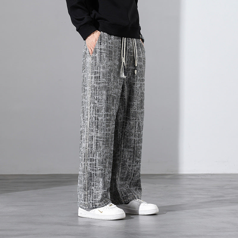 Men's Loose Tapered Korean Style Casual Pants - Adult Trendy Black Pants