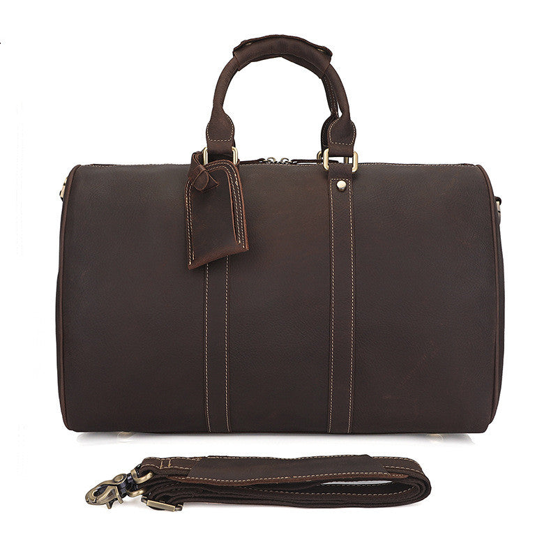Vintage Distressed Cowhide Leather Duffle Bag
