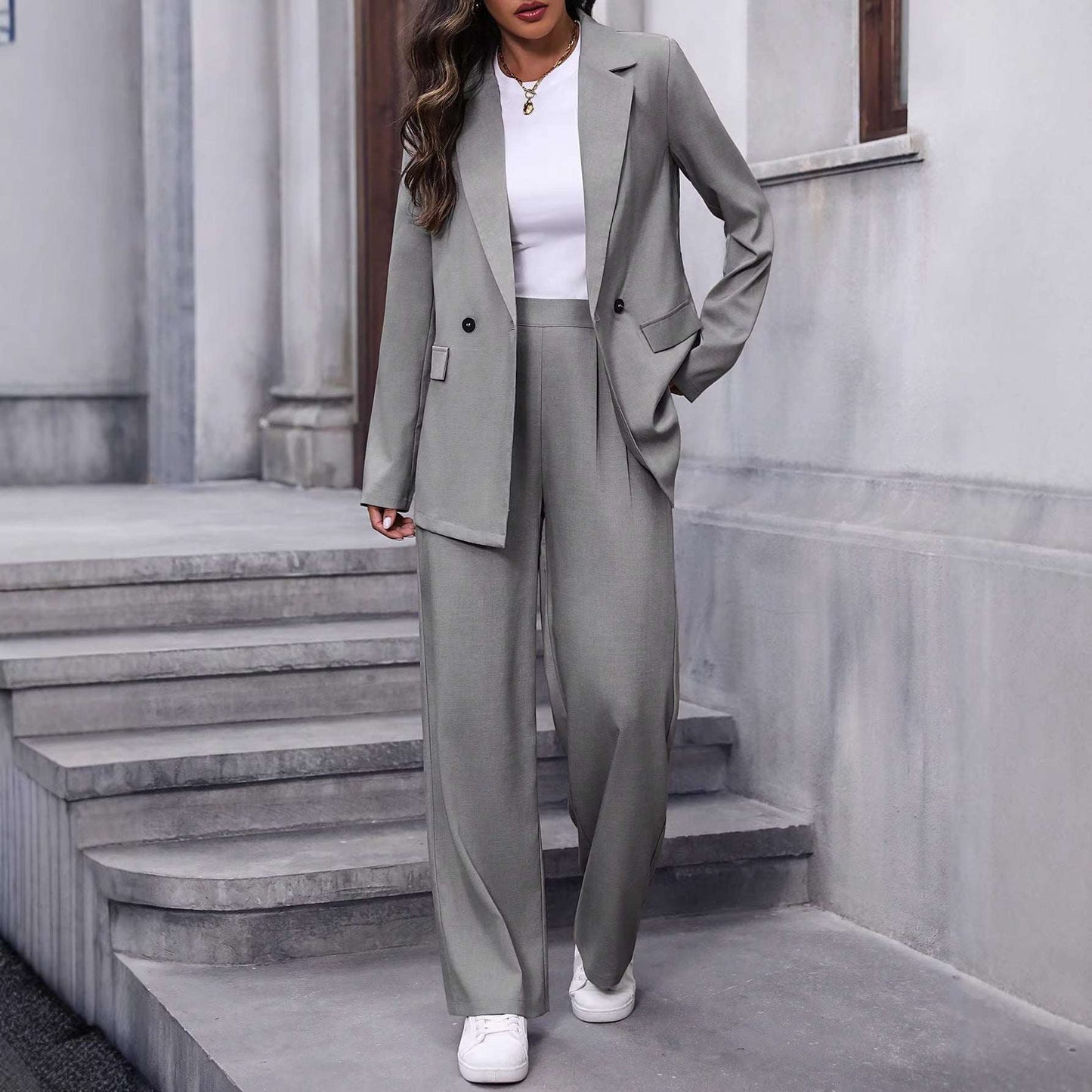 Women's Long-Sleeve Blazer & Trousers Suit Set | 10 Colours | S–XL