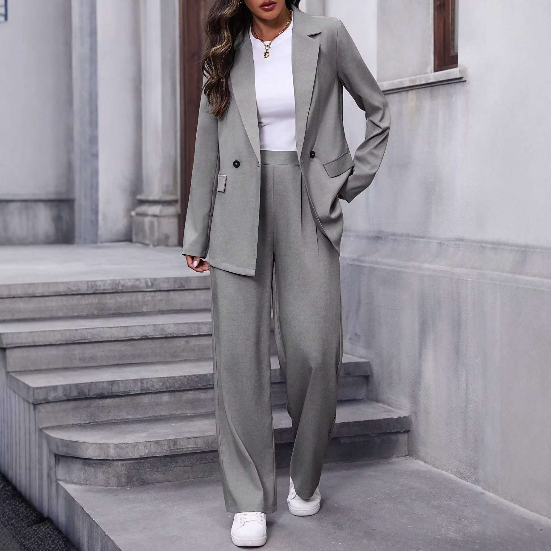 Women's Long-Sleeve Blazer & Trousers Suit Set | 10 Colours | S–XL