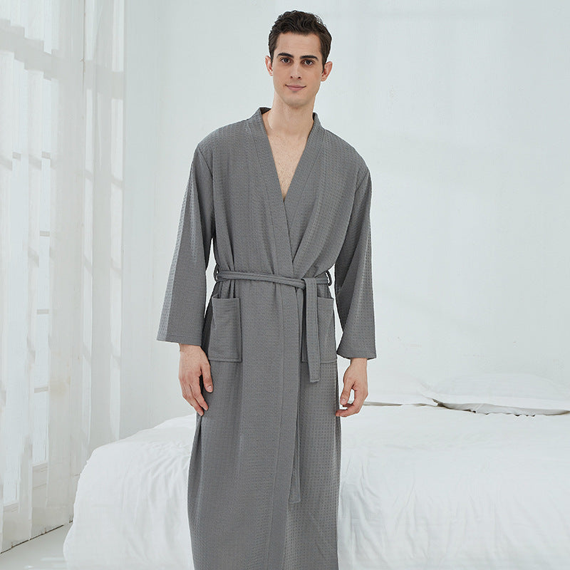 Unisex Couple Bathrobes - Rose Red Waffle Adult Women Men Loungewear Set Multiple Sizes