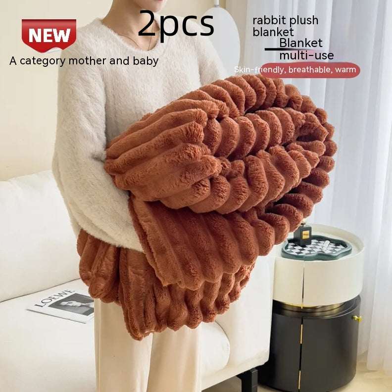Luxury Double-Sided Velvet Blanket - Ultra Soft Rabbit Fur Throw